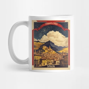 Pamplona Spain Starry Night Travel Tourism Retro Vintage Mug